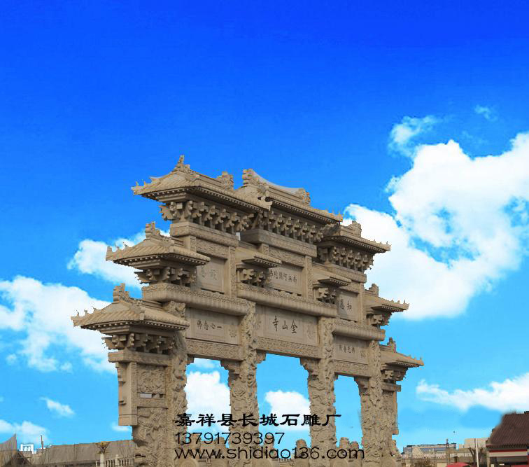 石牌樓-金山寺牌樓浮雕圖案的吉祥寓意。
