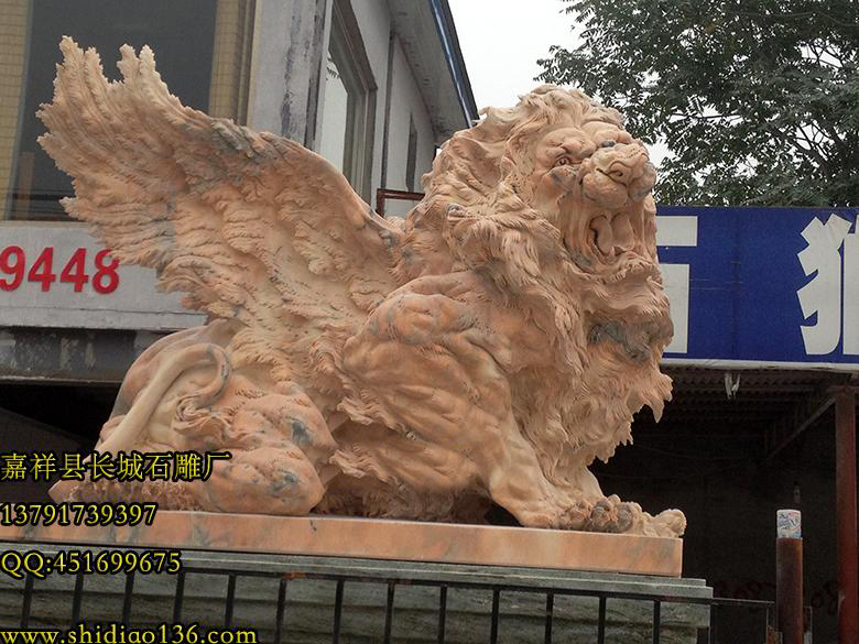 石獅子 晚霞紅雄獅,仿真獅子